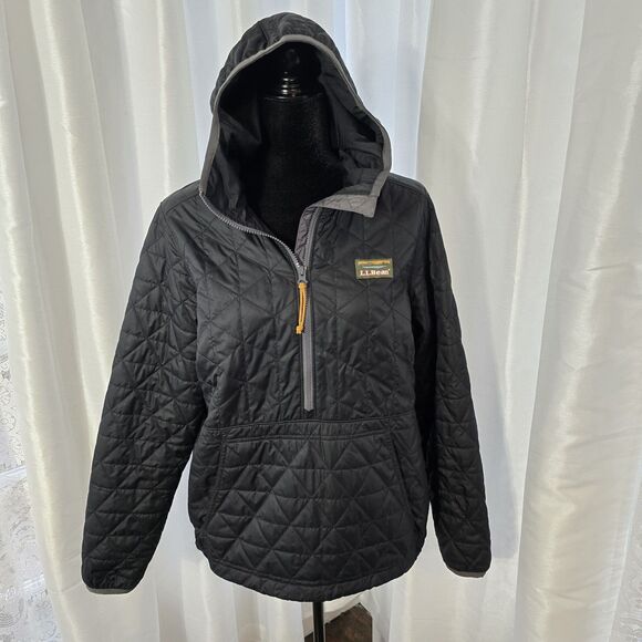 LL Bean Katahdin Insulated Pullover Med Womens Quarter Zip Black Puffer Jacket - Picture 1 of 10